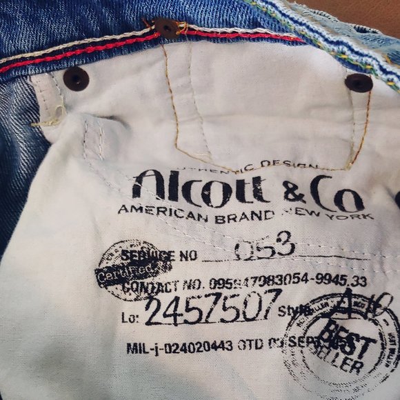 Alcott & Co  Distressed Button Fly Jimmy Slim Fit Jeans Blue Washed - Picture 9 of 10